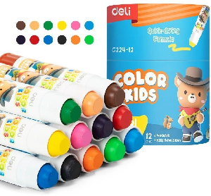 Гелевые мелки Deli EC224-12 Color Kids кругл. 12цв. (12шт) дл.80мм д.15мм