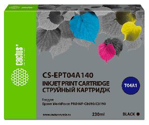 Картридж струйный Cactus CS-EPT04A140 T04A1 черный (230мл) для Epson WorkForce Pro WF-C8190, WF-C8690