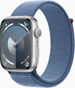 Смарт-часы Apple Watch Series 9 A2980 45мм OLED корп.серебристый Sport Loop рем.синий разм.брасл.:145-220мм (MR9F3ZP/A)