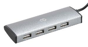 Разветвитель USB-C Digma HUB-4U2.0-UC-DS 4порт. серебристый