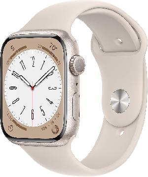 Смарт-часы Apple Watch Series 8 А2771 45мм OLED корп.сияющая звезда рем.сияющая звезда разм.брасл.:M/L (MNUQ3LL/A)
