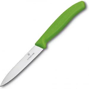 Нож кухонный Victorinox Swiss Classic (6.7706.L114) стальной для овощей лезв.100мм прямая заточка зеленый