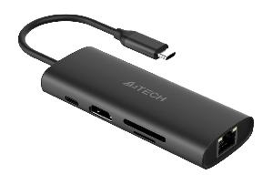 Разветвитель USB-C A4Tech DST-80C 2порт. серый