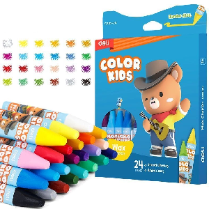 Восковые мелки Deli EC221-24 Color Kids трехгр. 24цв. (24шт) дл.75мм д.11мм картон.кор./европод.
