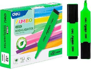 Текстовыделитель Deli EU366-GN Jumbo скошенный пиш. наконечник 1-5мм зеленый