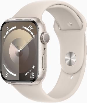 Смарт-часы Apple Watch Series 9 A2980 45мм OLED корп.сияющая звезда Sport Band рем.сияющая звезда разм.брасл.:140-190мм (MR963ZP/A)