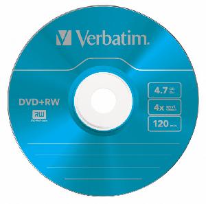 Диск DVD+RW Verbatim 4.7Gb 4x Slim case (5шт) Color (43297)