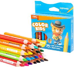 Карандаши цв. Deli EC134-24 Color Kids 5мм ассорти 24цв. коробка/европод. (24шт) 24 карандаша