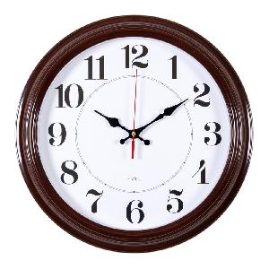 Часы настенные аналоговые Бюрократ WALLC-R85P D35см коричневый/белый (WALLC-R85P35/BROWN)