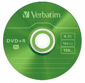 Диск DVD+R Verbatim 4.7Gb 16x Slim case (5шт) Color (43556)