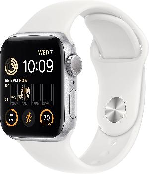 Смарт-часы Apple Watch SE 2022 A2722 40мм OLED корп.серебристый рем.белый (MNJV3B/A)