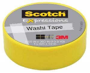 Клейкая лента декоративная 3M Scotch Wash 7100019519 желтая шир.15мм дл.10м