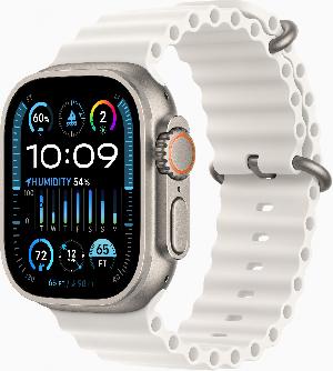 Смарт-часы Apple Watch Ultra 2 A2987 49мм корп.титан Ocean band рем.белый разм.брасл.:O/S (MRF93ZA/A)