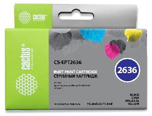 Картридж струйный Cactus CS-EPT2636 26XL черный/голубой/пурпурный/желтый набор (57.2мл) для Epson Expression Home XP-600/605/700