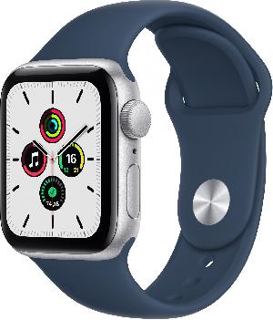 Смарт-часы Apple Watch SE A2351 40мм OLED корп.серебристый рем.синий омут разм.брасл.:130-200мм (MKNY3LL/A)