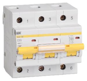 Выключатель автоматический IEK MVA40-3-063-C 63A тип C 10kA 3П 400В 4.5 мод белый (упак.:1шт)