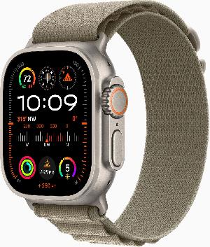 Смарт-часы Apple Watch Ultra 2 A2986 49мм OLED корп.титан Alpine loop рем.оливковый разм.брасл.:145-190мм (MREY3LL/A)