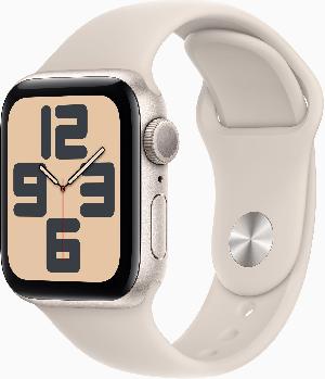 Смарт-часы Apple Watch SE 2023 A2722 40мм OLED корп.сияющая звезда Sport Band рем.сияющая звезда разм.брасл.:130-180мм (MR9U3QA/A)