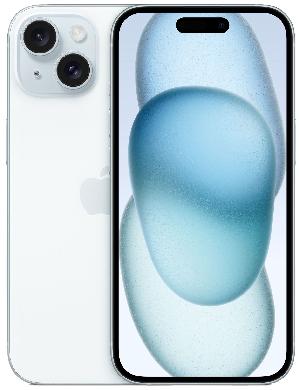 Смартфон Apple A3092 iPhone 15 128Gb голубой моноблок 3G 4G 6.1" iOS 17 802.11 a/b/g/n/ac/ax NFC GPS