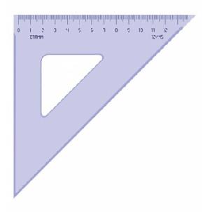 Треугольник Стамм ТК46 пластик дл.12см прозрачный/тонированный 45градус. 45градус.