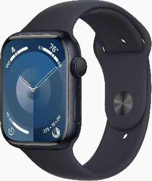 Смарт-часы Apple Watch Series 9 A2980 45мм OLED корп.темная ночь Sport Band рем.темная ночь разм.брасл.:140-190мм (MR993ZP/A)