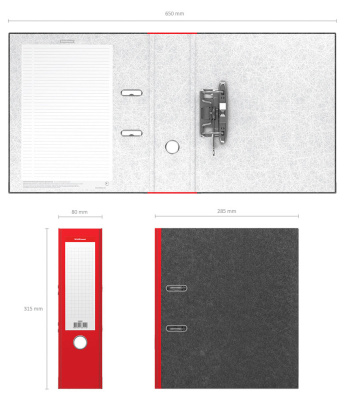 Папка-регистратор Erich Krause Original 49450 A4 80мм картон красный без. окант. вместимость 500 листов