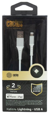 Кабель Cactus CS-LG.USB.A-2 USB (m)-Lightning (m) 2м белый блистер