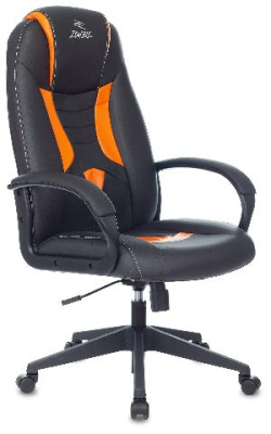 Кресло игровое Zombie 8 черный/оранжевый эко.кожа крестов. пластик