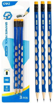 Набор карандашей ч/г Deli EC016-MT U-Touch 2.2мм НВ трехгран. синий блистер (3шт) ластик