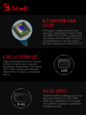 Мышь A4Tech Bloody W90 Max черный оптическая (10000dpi) USB (7but)