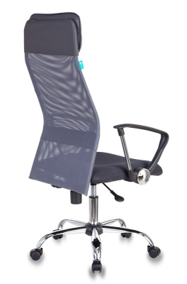 Кресло руководителя Бюрократ KB-6N темно-серый TW-04 TW-12 сетка/ткань с подголов. крестов. металл хром