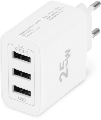 Сетевое зар./устр. Digma DGWC-3U-5A-WG 30W 3A (PD+QC) 3xUSB универсальное белый
