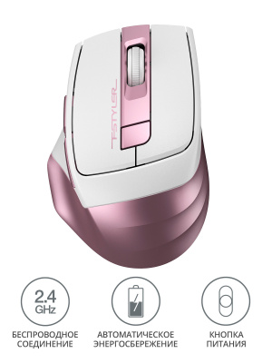 Мышь A4Tech Fstyler FG35 розовый/белый оптическая (2000dpi) беспроводная USB (5but)