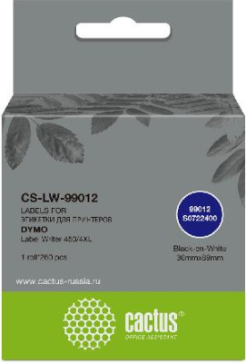 Этикетки Cactus CS-LW-99012 сег.:89x36мм черный белый 260шт/рул Dymo Label Writer 450/4XL