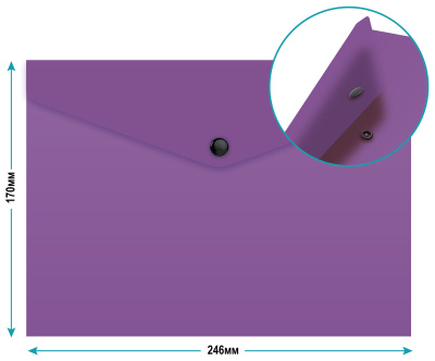Конверт на кнопке Бюрократ -PK803TA5VIO A5 гориз. пластик 0.15мм фиолетовый