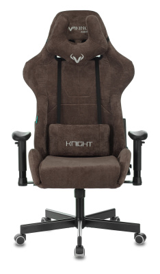 Кресло игровое Zombie VIKING KNIGHT Fabric темно-коричневый Light-10 с подголов. крестов. металл