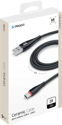 Кабель Deppa Ceramic 72288 USB (m)-USB Type-C (m) 1м черный
