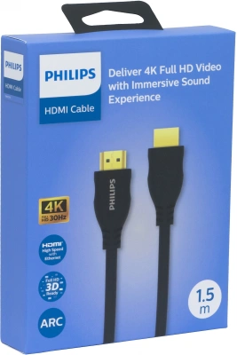 Кабель аудио-видео Philips 4K 30 Гц Full HD HDMI (m)/HDMI (m) 1.5м. позолоч.конт. черный (SWV2110/56)