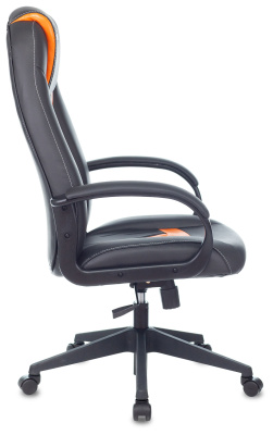 Кресло игровое Zombie 8 черный/оранжевый эко.кожа крестов. пластик