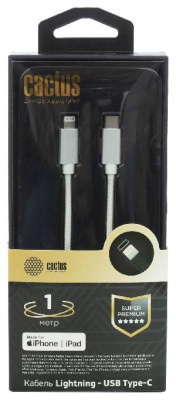 Кабель Cactus CS-LG.USB.C-1 USB Type-C (m)-Lightning (m) 1м белый блистер