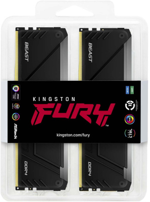 Память DDR4 4x32GB 3600MHz Kingston KF436C18BB2AK4/128 Fury Beast Black RGB RTL Gaming PC4-28800 CL18 DIMM 288-pin 1.35В dual rank с радиатором Ret
