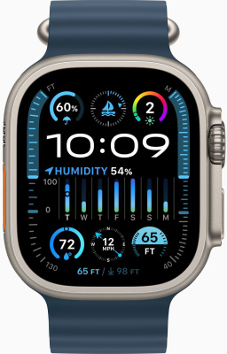 Смарт-часы Apple Watch Ultra 2 A2987 49мм корп.титан Ocean band рем.синий разм.брасл.:O/S (MRF73ZA/A)