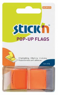 Закладки самокл. индексы пластиковые Stick`n 26012 25x45мм 1цв.в упак. 50лист оранжевый Z-сложения блистер