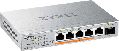 Коммутатор Zyxel XMG-105HP-EU0101F 5x2.5Гбит/с 1SFP+ 4PoE++ 70W неуправляемый