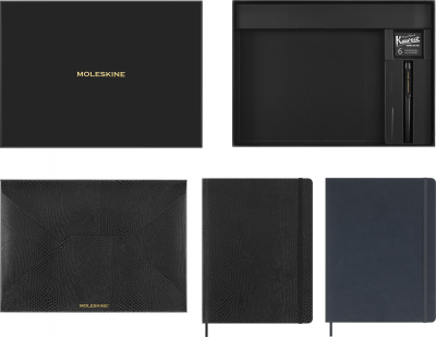 Набор Moleskine Limited Edition Precious & Ethical Boa блокнот 2шт/ручка перьевая/папка-конверт XLarge линейка черный/темно-зеленый