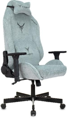 Кресло игровое Knight N1 Fabric серо-голубой Light-28 с подголов. крестов. металл