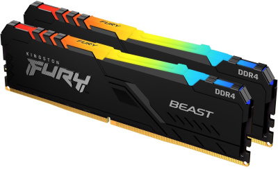 Память DDR4 2x32Gb 3200MHz Kingston KF432C16BBAK2/64 Fury Beast Black RGB RTL Gaming PC4-25600 CL16 DIMM 288-pin 1.35В dual rank с радиатором Ret