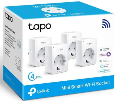 Умная розетка TP-Link TAPO P100(4-PACK) EU VDEBT Wi-Fi белый