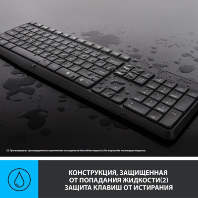 Клавиатура + мышь Logitech MK235 клав:серый мышь:серый USB беспроводная Multimedia (920-007931)
