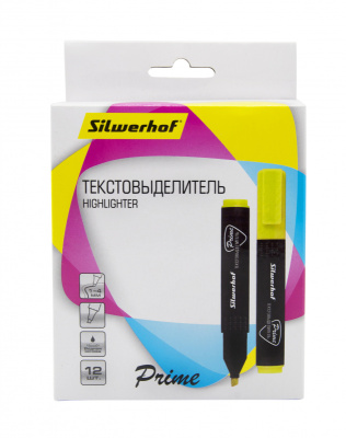 Текстовыделитель Silwerhof Prime 108035-05 скошенный пиш. наконечник 1-4мм желтый коробка